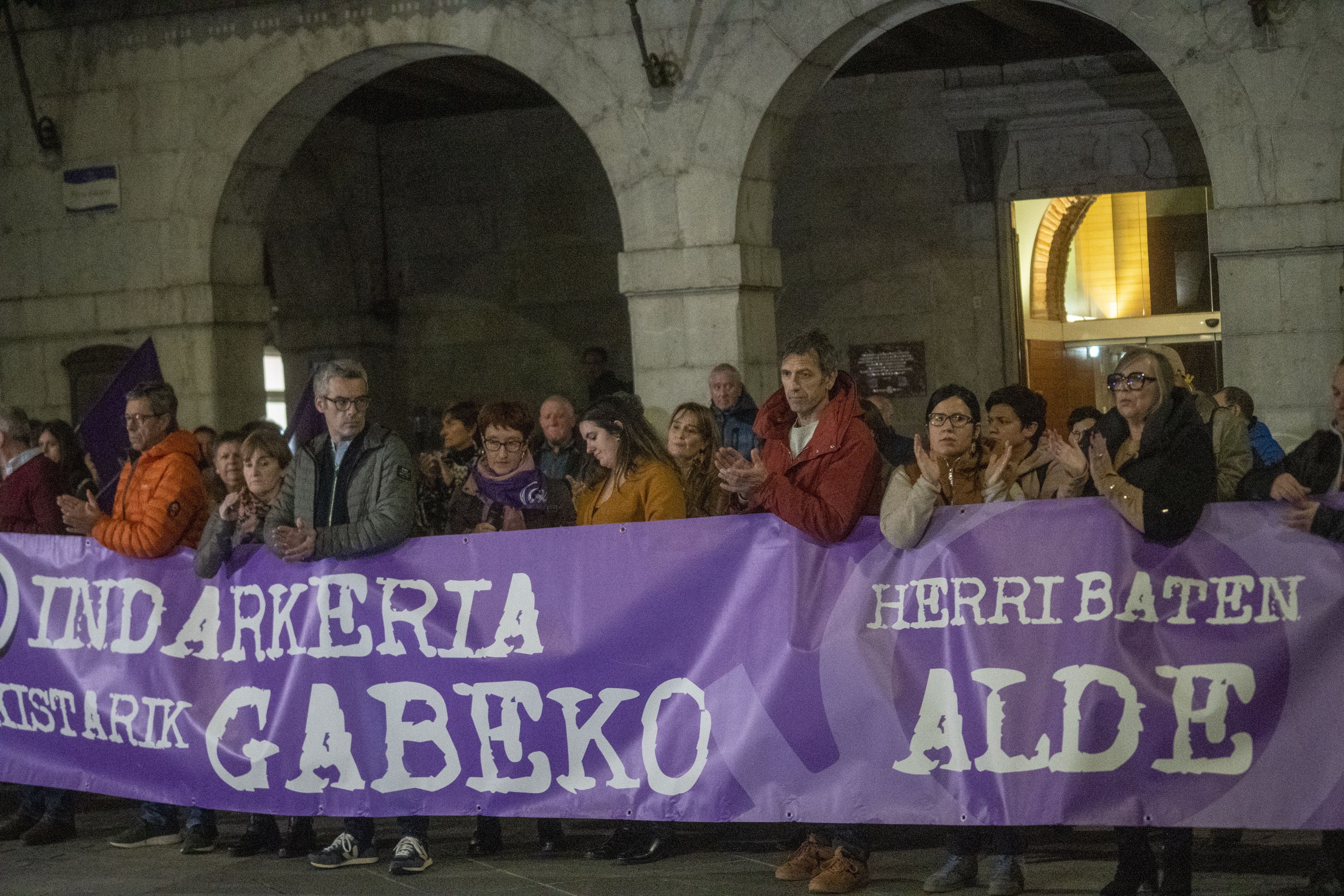 Indarkeria matxista salatzeko protesta bat Tolosan, aurten. GORKA RUBIO / FOKU