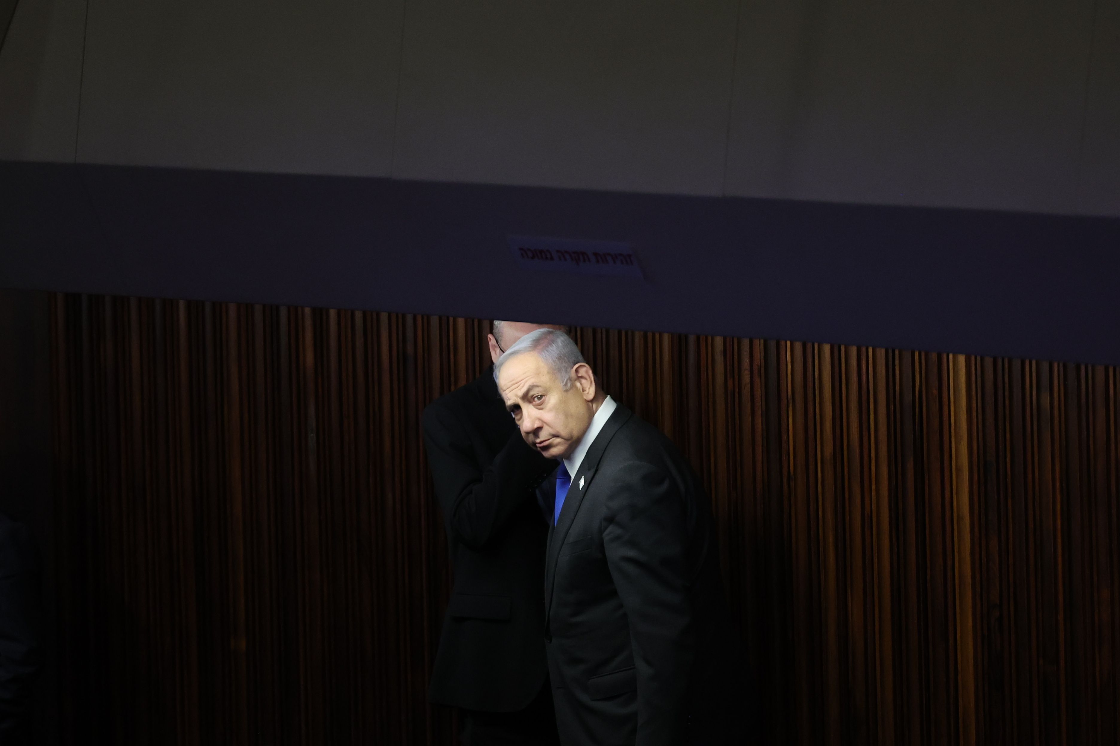 Benjamin Netanyahu Israelgo lehen ministroa, hilaren 9an, parlamentuan. ABIR SULTAN / EFE