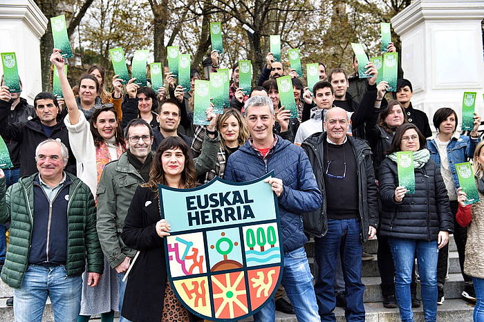 Euskal Errepublikaren aldeko manifestazioa aurkezteko EH Bilduren agerraldia, gaur, Bilbon. FOKU