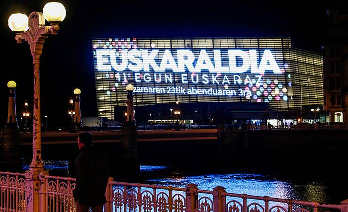 Donostiako Kursaal jauregia, Euskaraldiaren amaiera ekitaldian. JAVER ETXEZARRETA ( EFE)