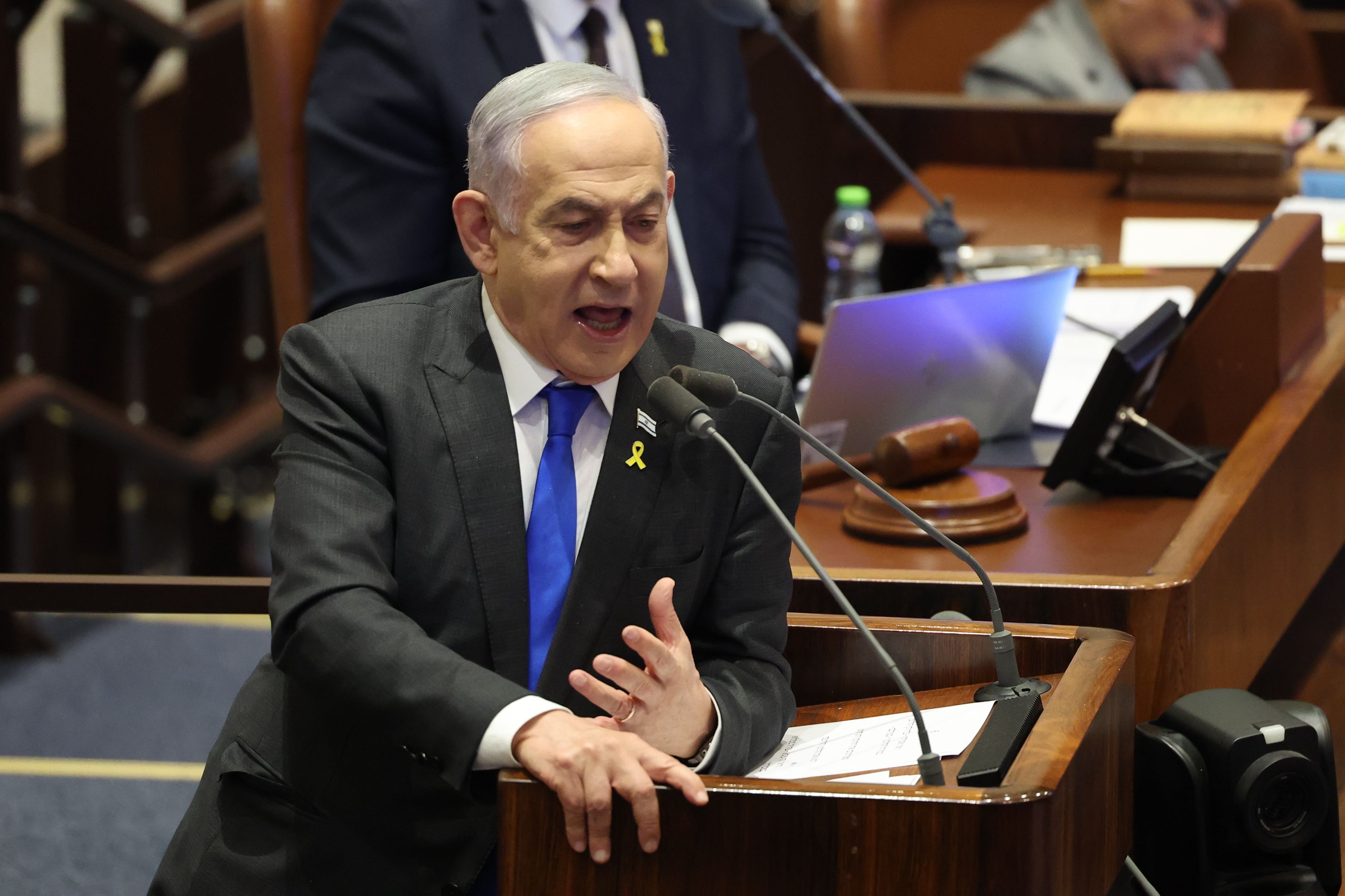 Benjamin Netanyahu Israelgo lehen ministroa, Knesset Israelgo Parlamentuan, atzo. ABIR SULTAN / EFE