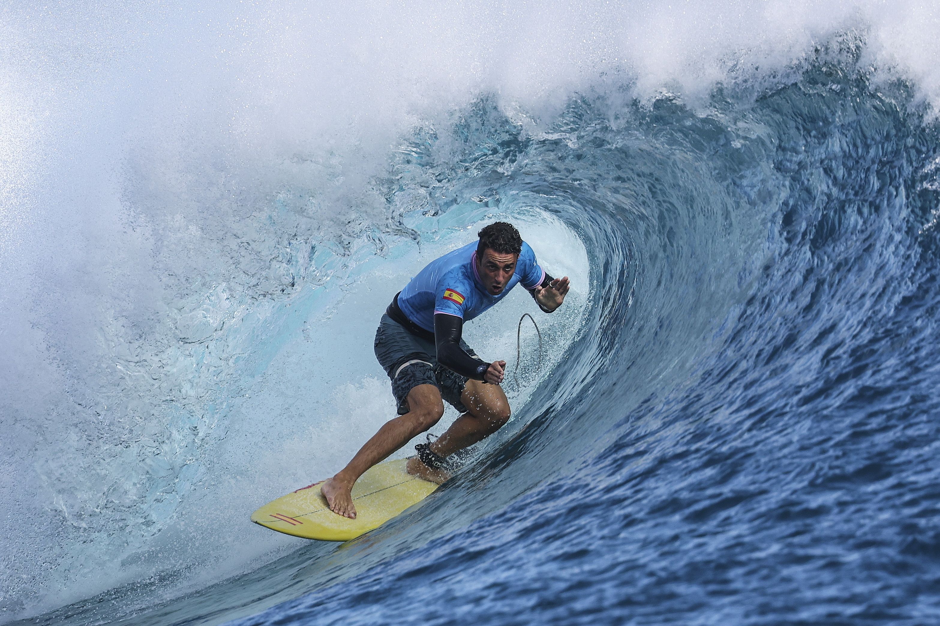 Andy Criere Olinpiar Jokoetako bigarren txandan lehiatzen, iragan uztailaren 28an, Tahitin. FAZRY ISMAIL / EFE