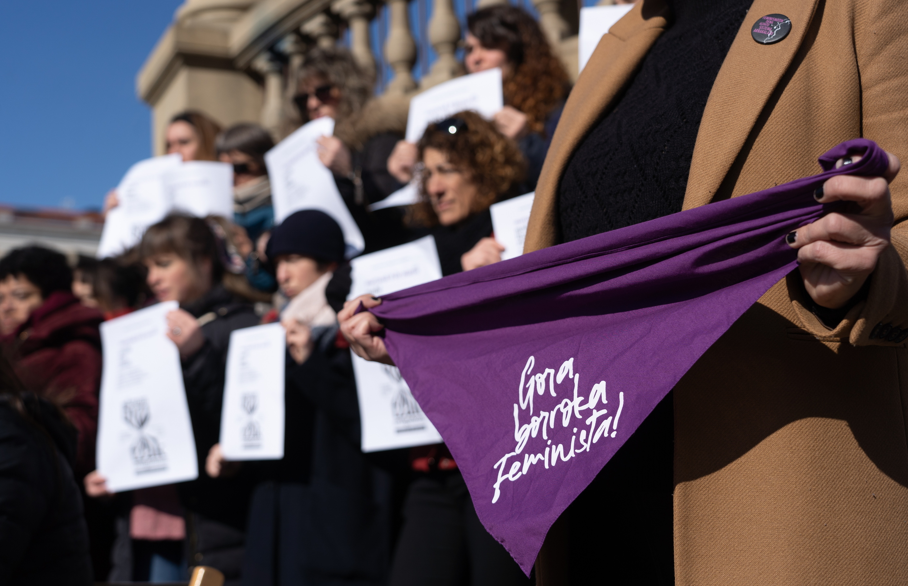 Euskal Herriko mugimendu feministaren agerraldia, artxiboko irudi batean. JAGOBA MANTEROLA / FOKU