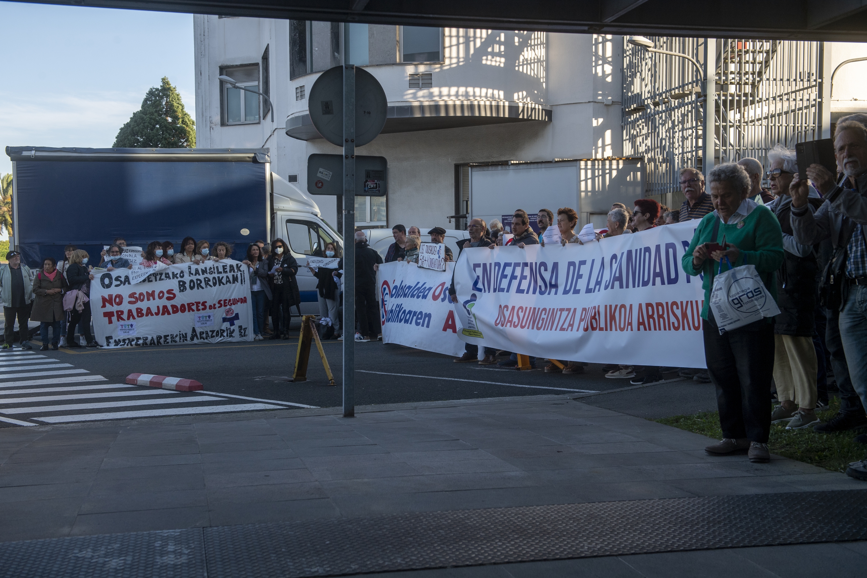 OPAren elkarretaratzea, gaur goizean, Donostian. GORKA RUBIO / FOKU