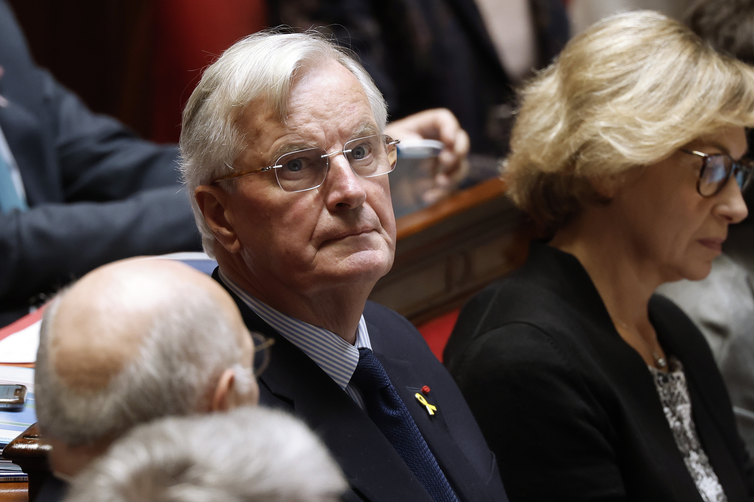 Michel Barnier Frantziako lehen ministroa, asteartean, Asanblean. YOAN VALAT / EFE