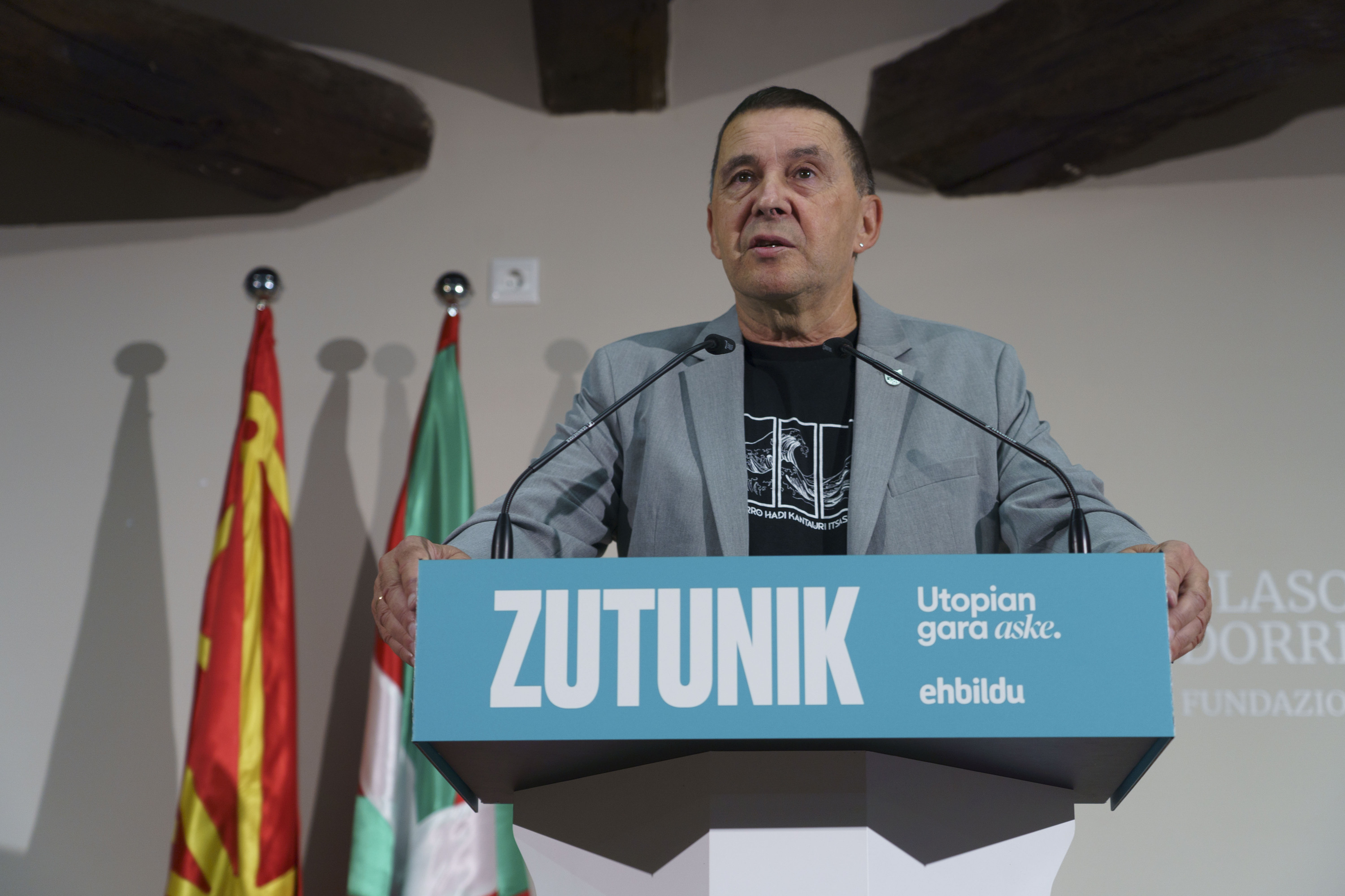 Arnaldo Otegi Bergaran egindako ekitaldi politiko batean, aurreko astean. JON URBE / FOKU