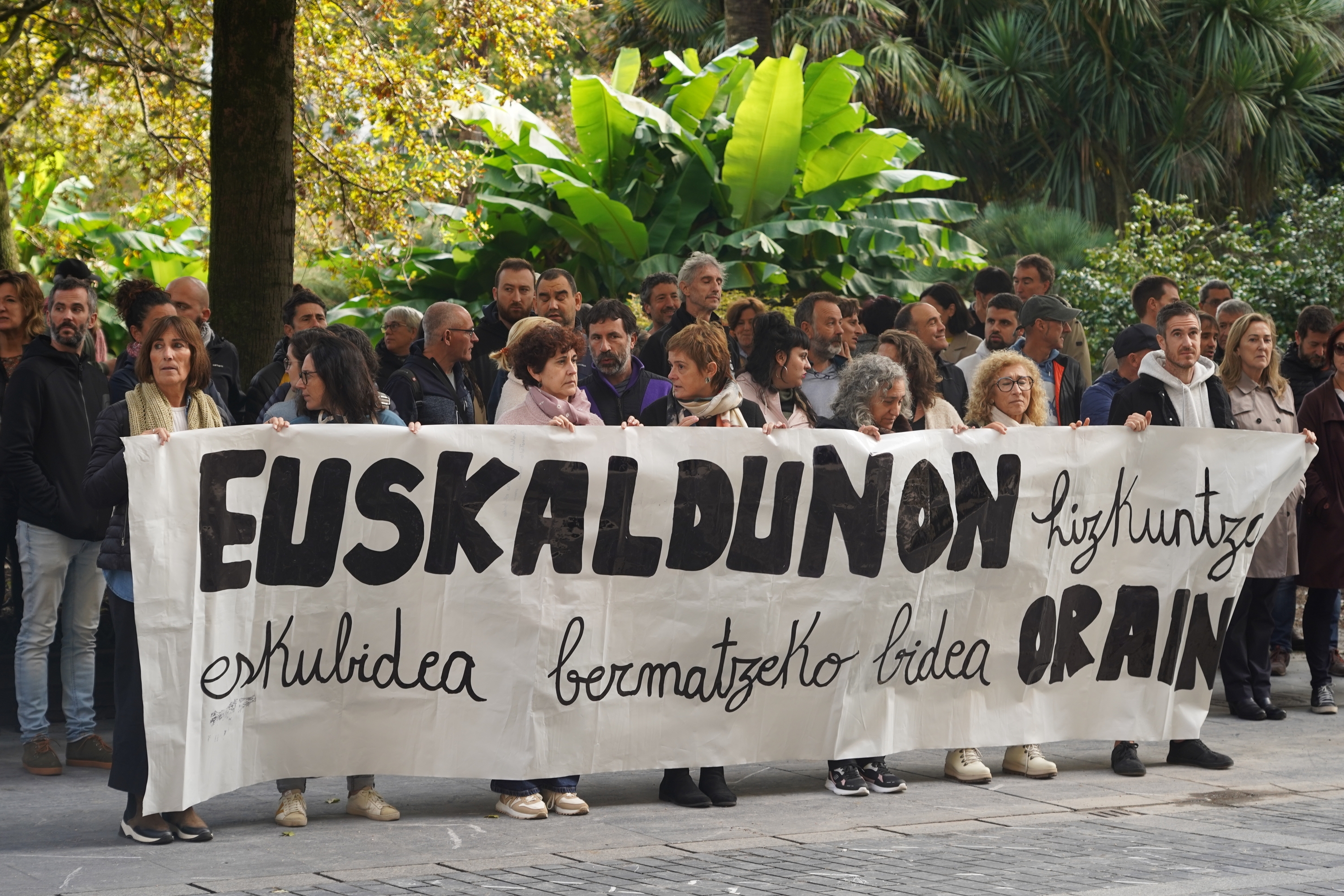 Gaur goizean egindako elkarretaratzea, Donostian. JON URBE / FOKU