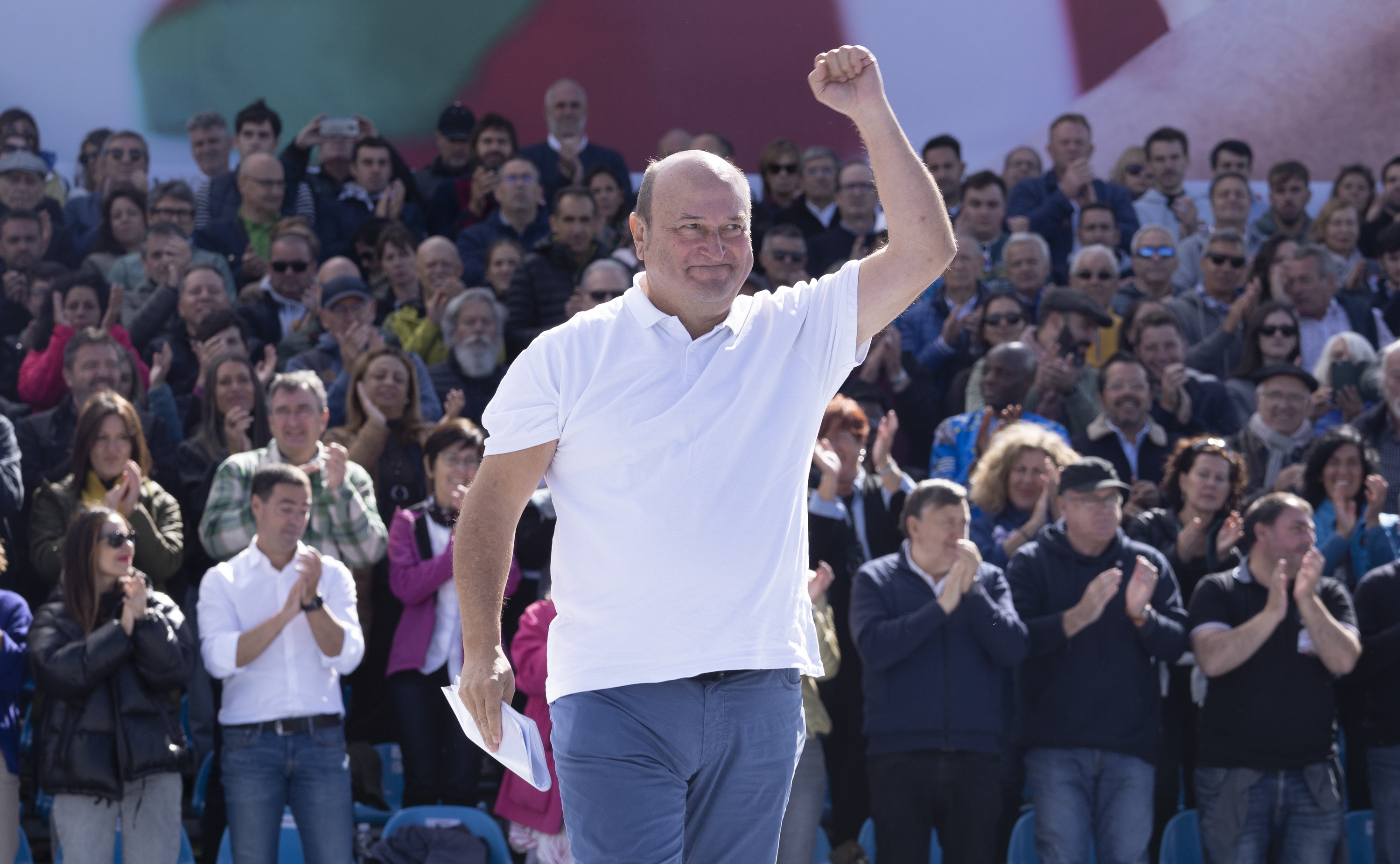 Andoni Ortuzar EBBko presidentea, aurtengo Alderdi Egunean. ENDIKA PORTILLO / FOKU