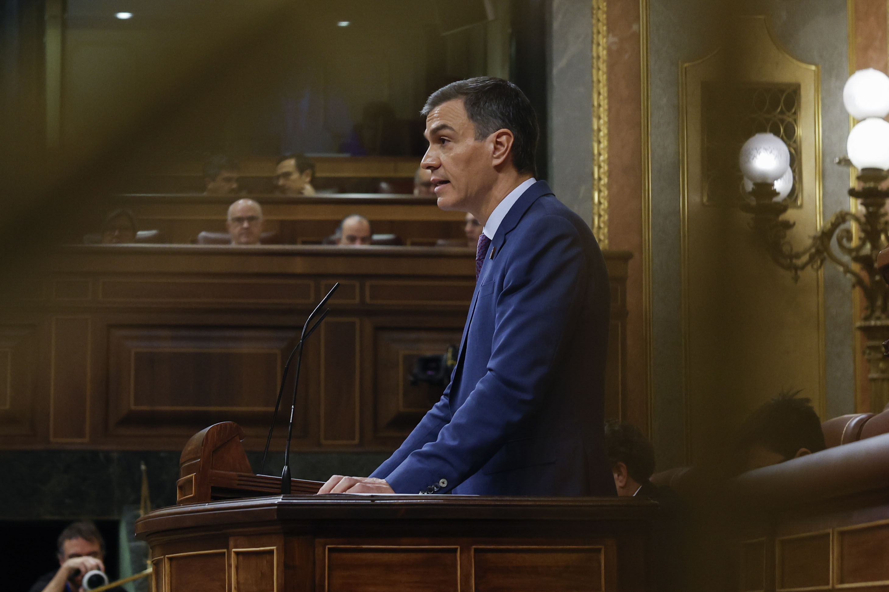 Pedro Sanchez, gaur goizeko agerraldian. JJ GUILLEN / EFE