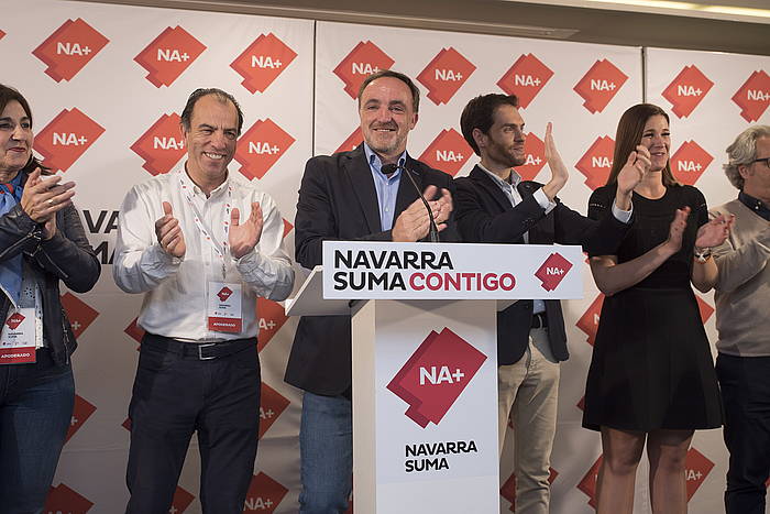 Javier Esparza Navarra Sumaren presidentegaia, apirilaren 28ko hauteskunde gauean. IñIGO URIZ, FOKU