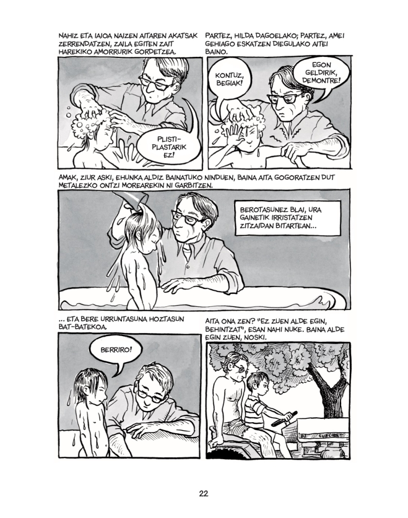 (ID_17340763495965) Alison Bechdel komikigilearen Fun Home laneko orrialde bateko ir