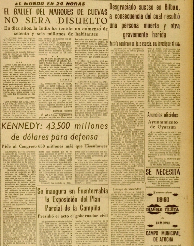 'El Diario Vasco'-ren orri zahar bat.