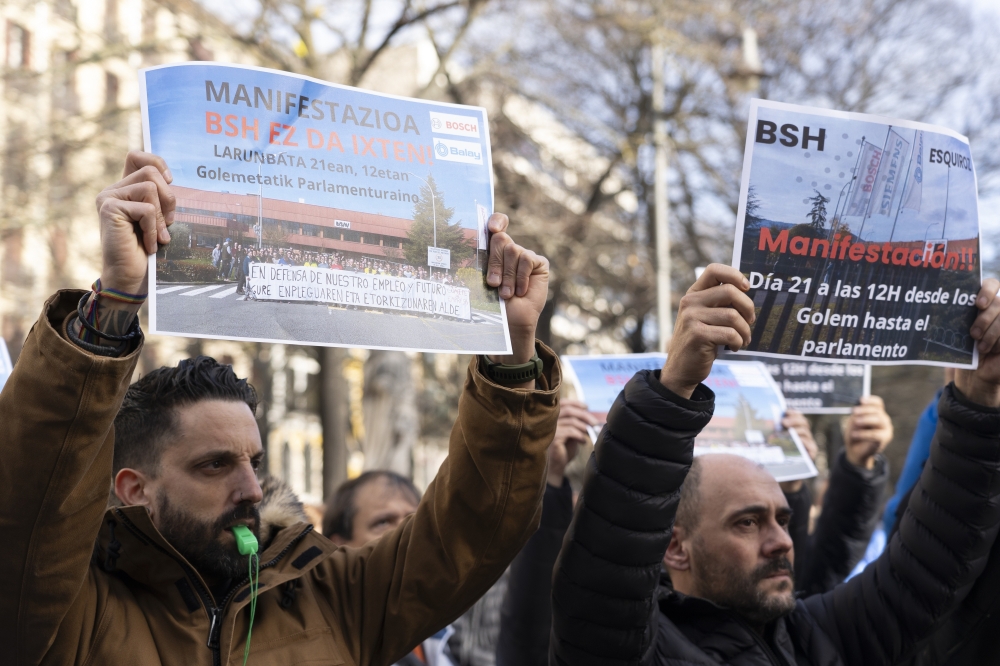 BSHko langileek asteazkenean egindako protesta. JAGOBA MANTEROLA / FOKU