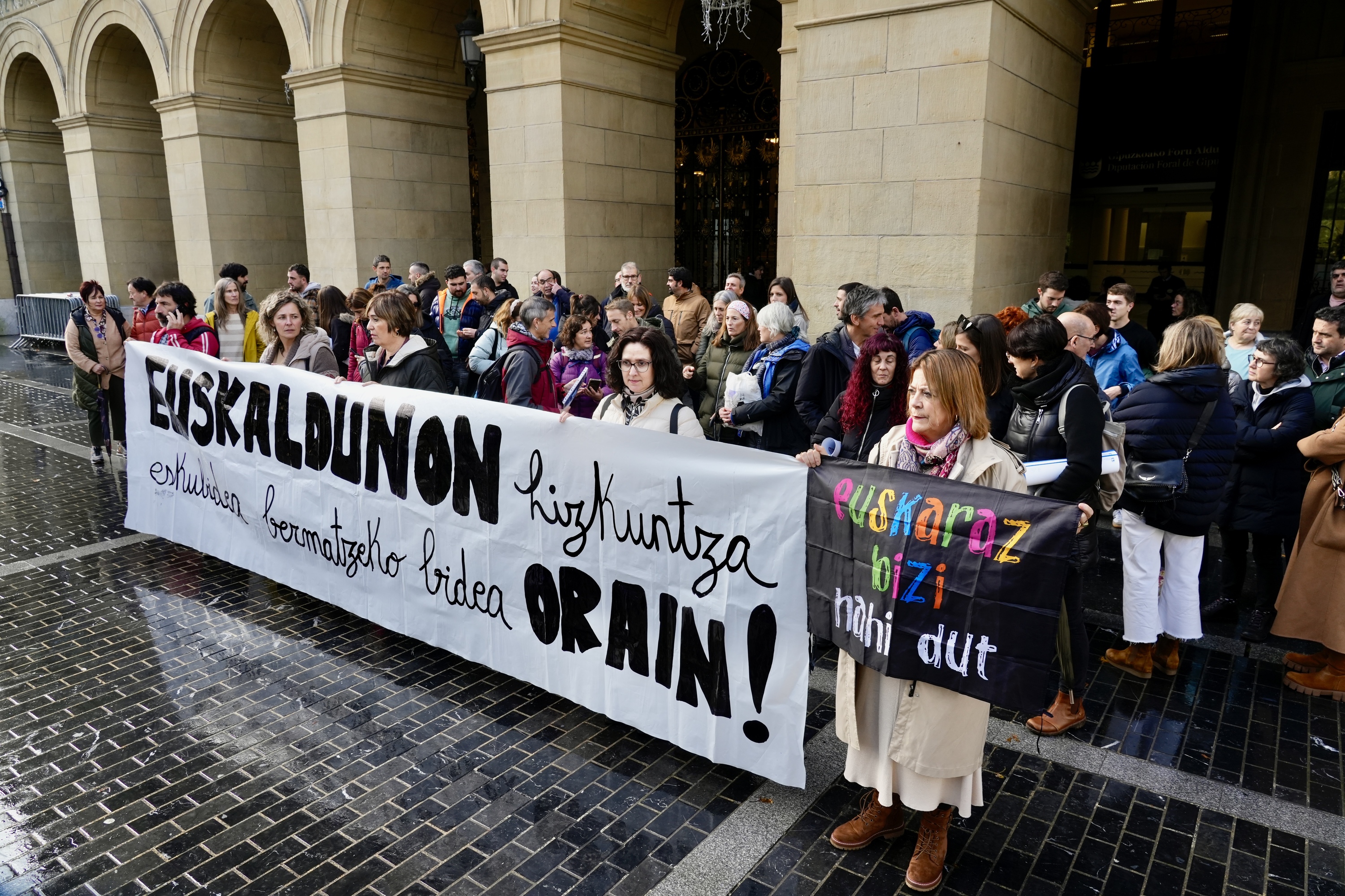 Langileek deitutako protesta, gaur. ANDONI CANELLADA / FOKU