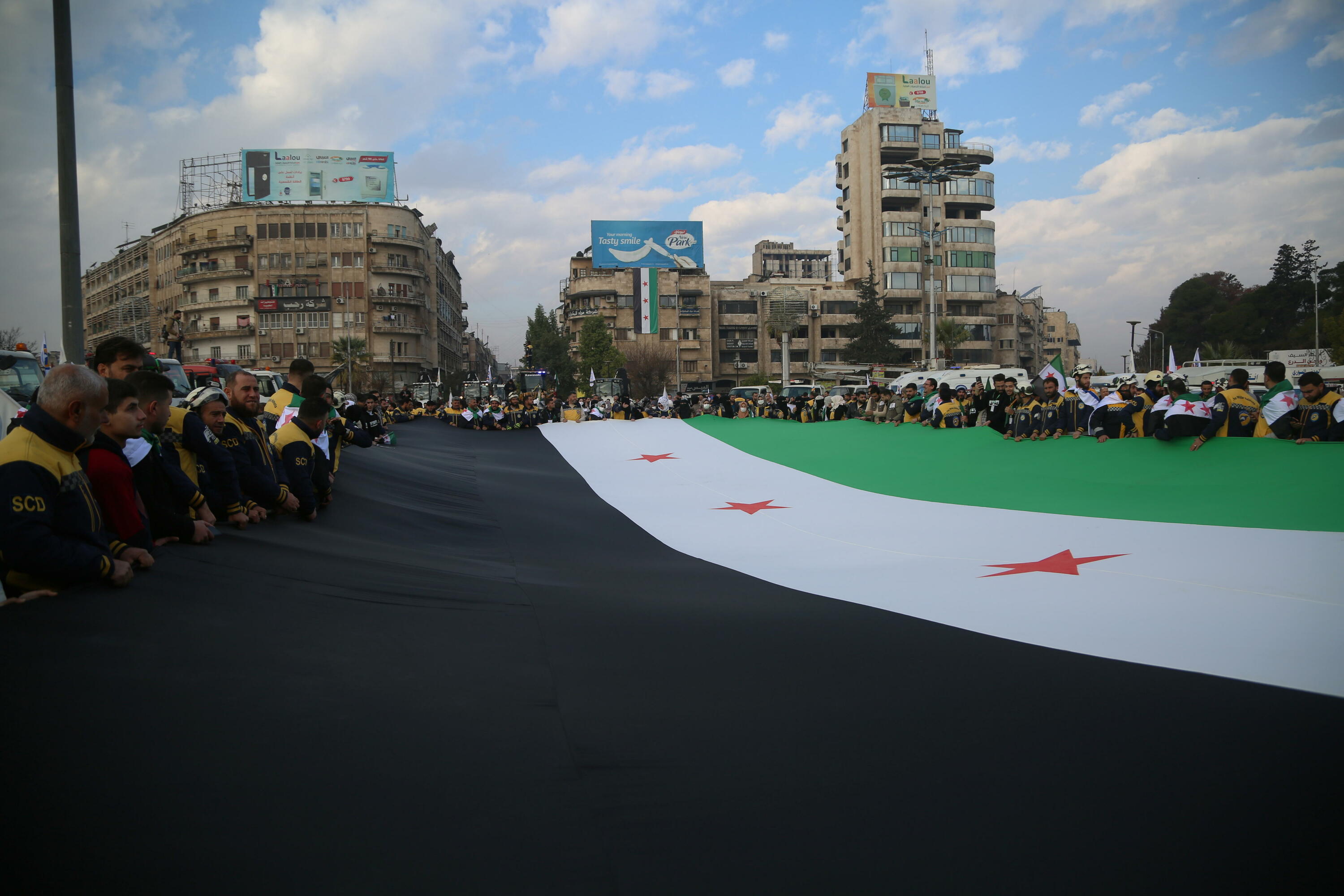 Matxinoen aldeko mobilizazio bat atzo Alepon (Siria). BILAL AL HAMMOUD / EFE