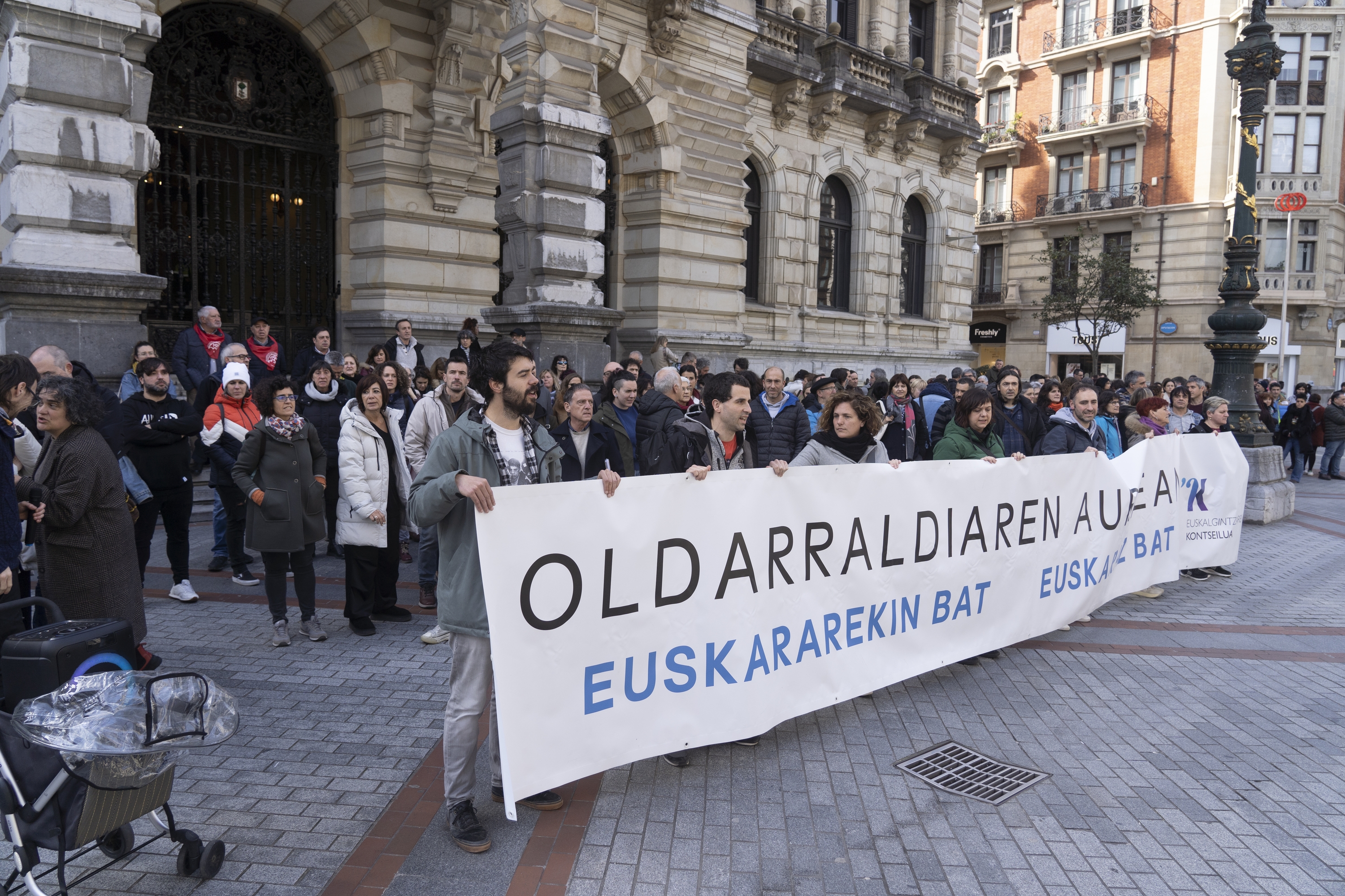 Euskara eskakizunen aurkako sententzia bat salatzeko protesta, artxiboko irudi batean. MONIKA DEL VALLE / FOKU