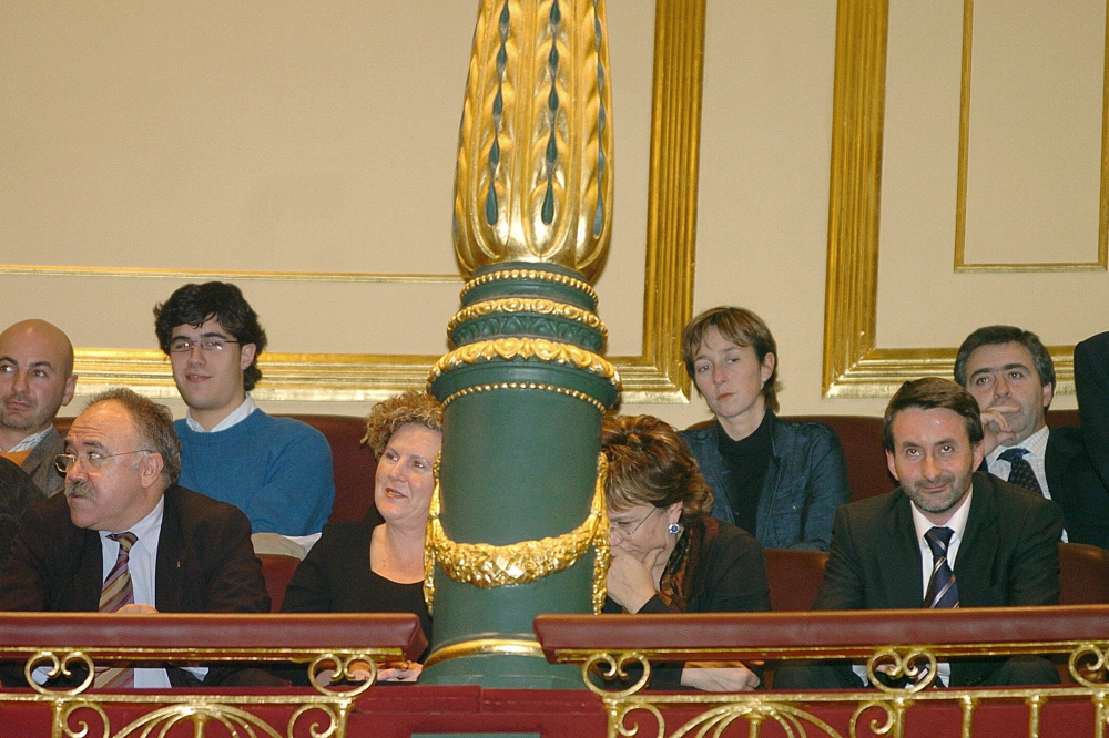 Josep Lluis Carod Rovira (ERC), Begoña Errazti (EA), Josune Ariztondo eta Josu Jon Imaz (EAJ). JOSE HUESCA / EFE