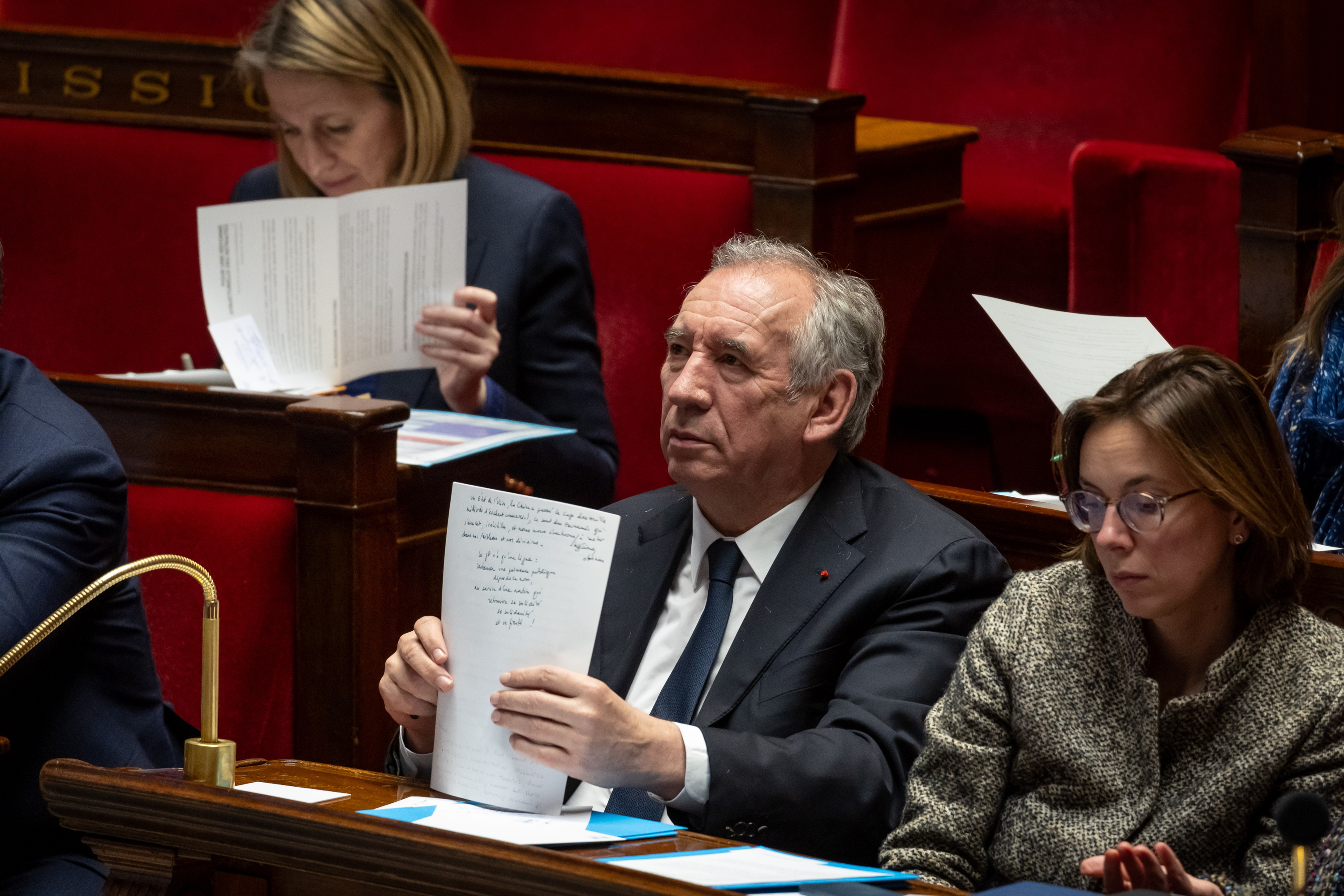 François Bayrou lehen ministroa, Frantziako Asanblean, gaur. CHRISTOPHE PETIT TESSON / EFE