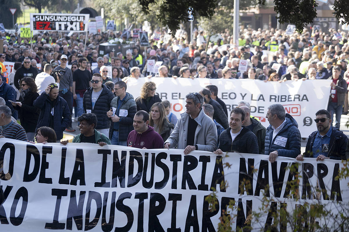 Nafarroako industriaren aldeko manifestazioa, gaur, Iruñean. JAGOBA MANTEROLA / FOKU