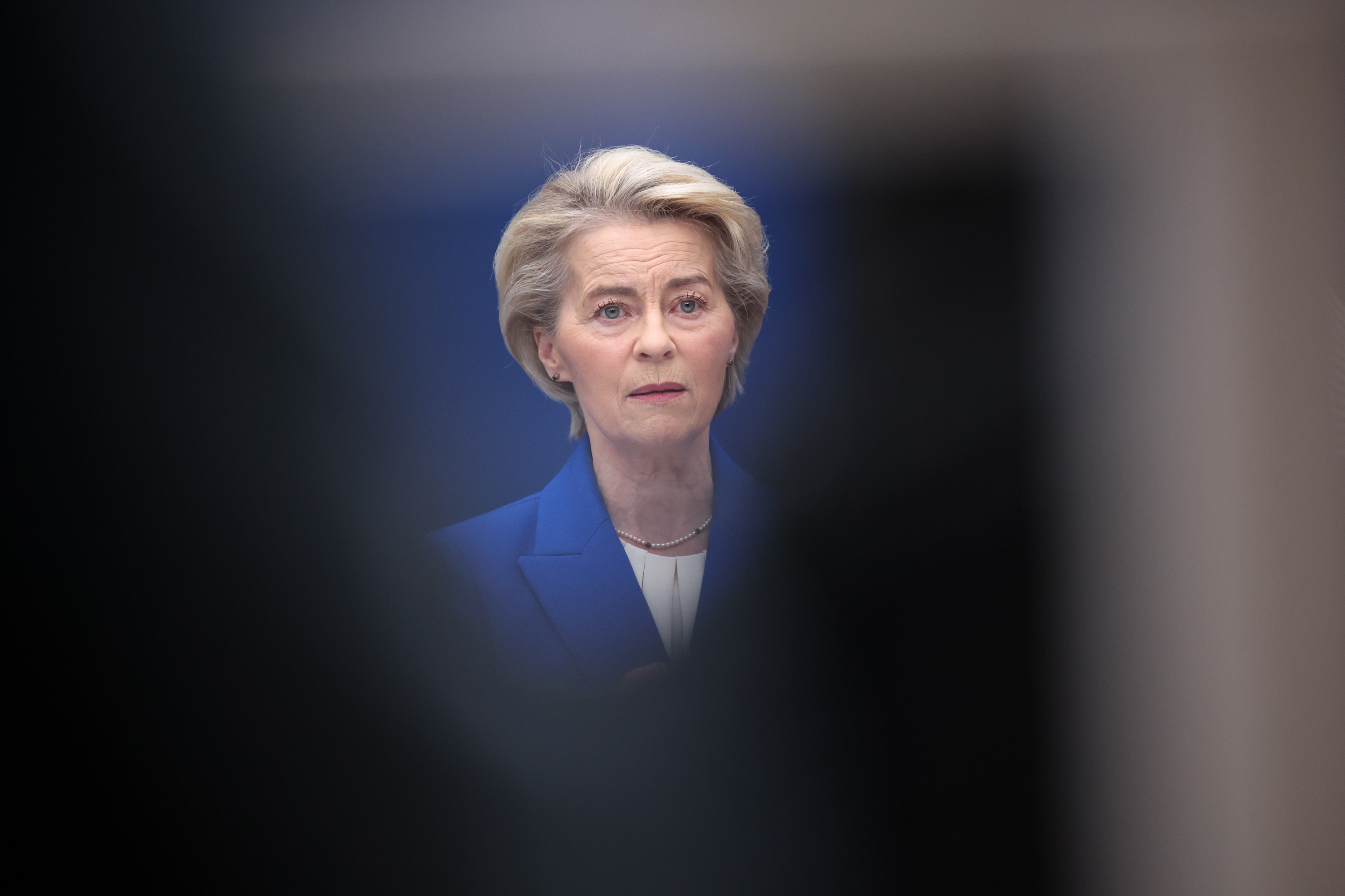 Ursula von der Leyen Europako Batzordeko presidentea, gaur. OLIVIER MATTHYS / EFE 