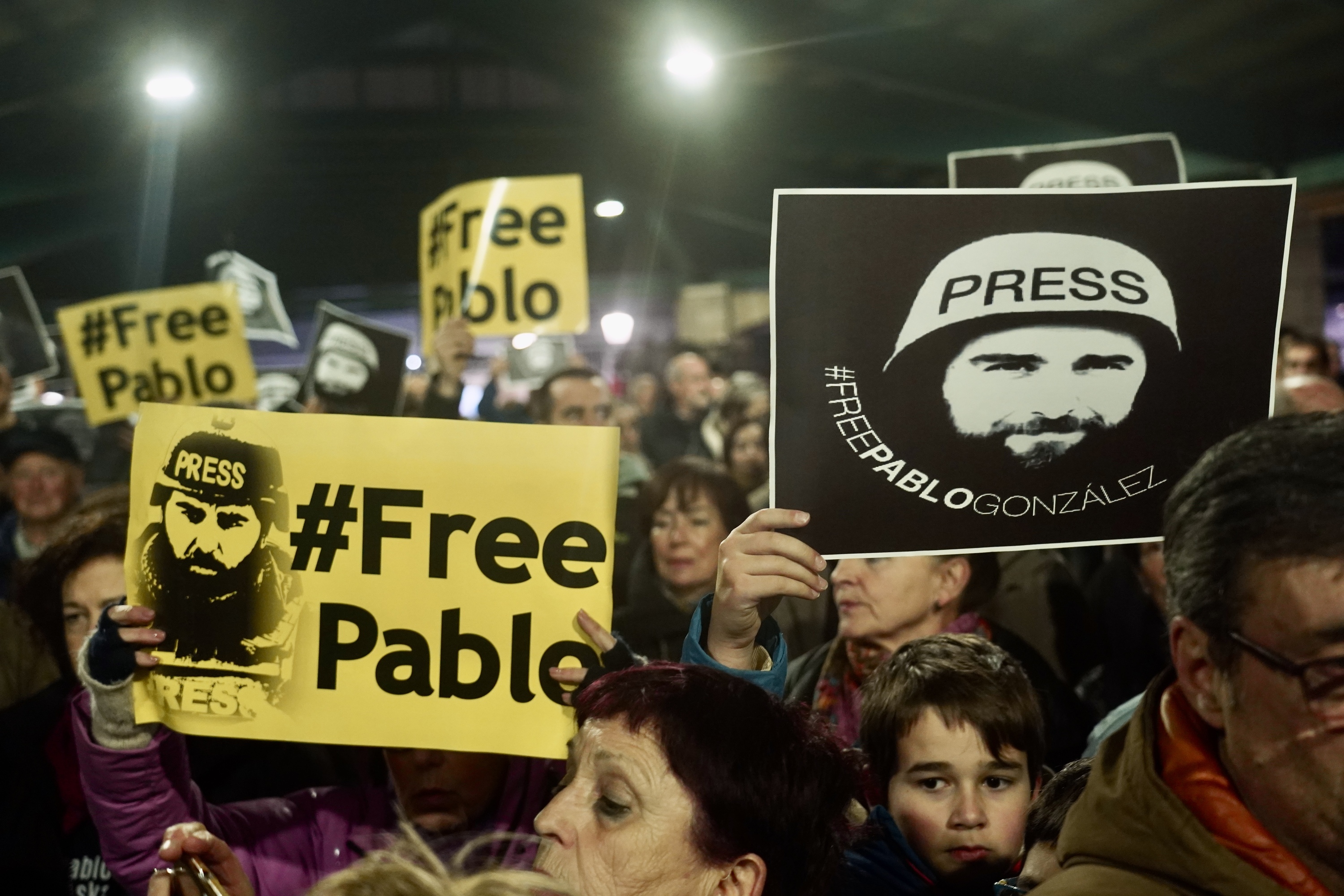 Pablo Gonzalezen aldeko manifestazio bat, Gernikan, iazko otsailean. MONIKA DEL VALLE / FOKU