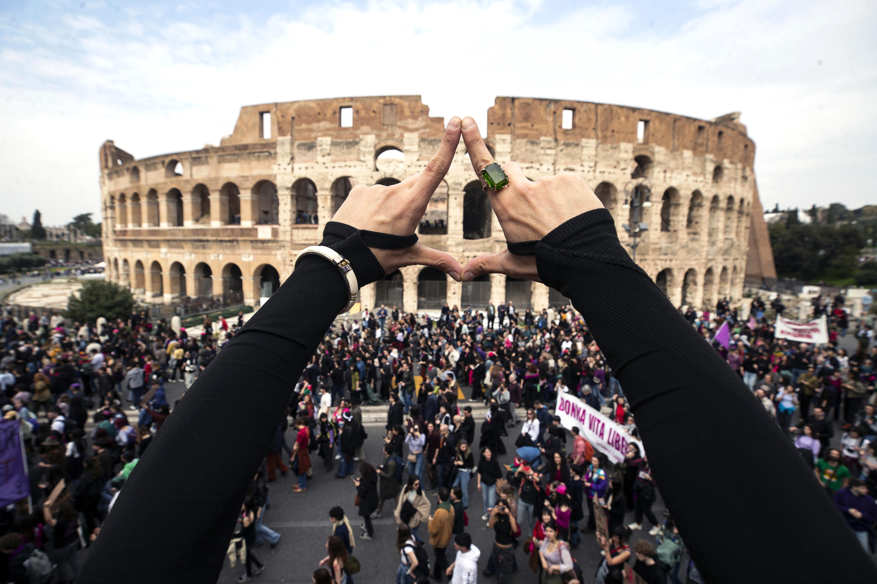 Gaurko protestetako bat, Erroman. ANGELO GARCONI / EFE