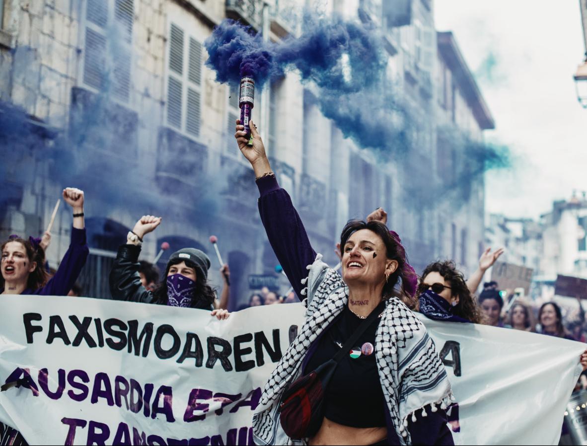 Mobilizazio feminista Baionan, larunbat arratsalde honetan. GUILLAUME FAUVEAU