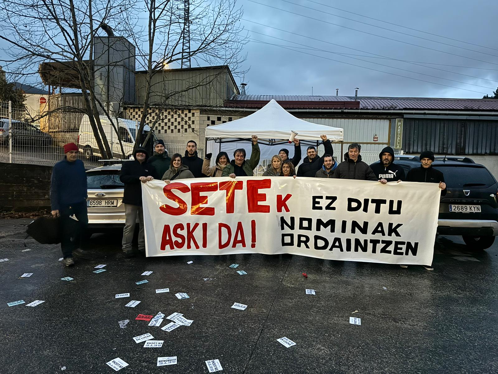 SETEko langileek eginiko protesta bat. LAB