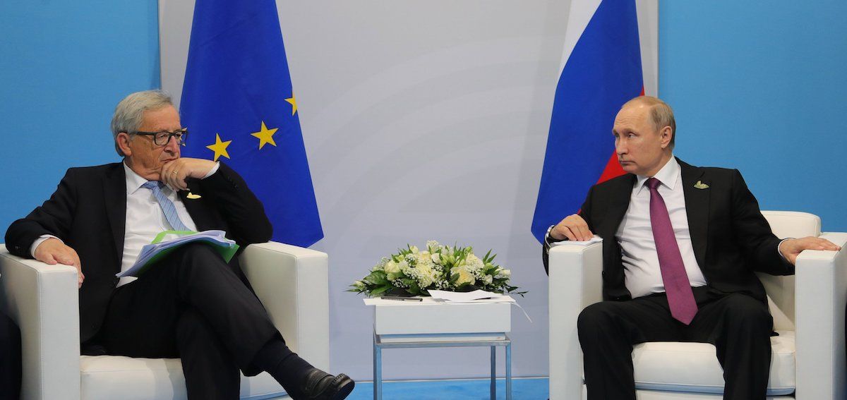 Jean Claude Juncker Europako Batzordeko presidentea, eta Vladimir Putin Errusiakoa, 2017an G20koen bilera batean. M. KLIMENTYEV / EFE