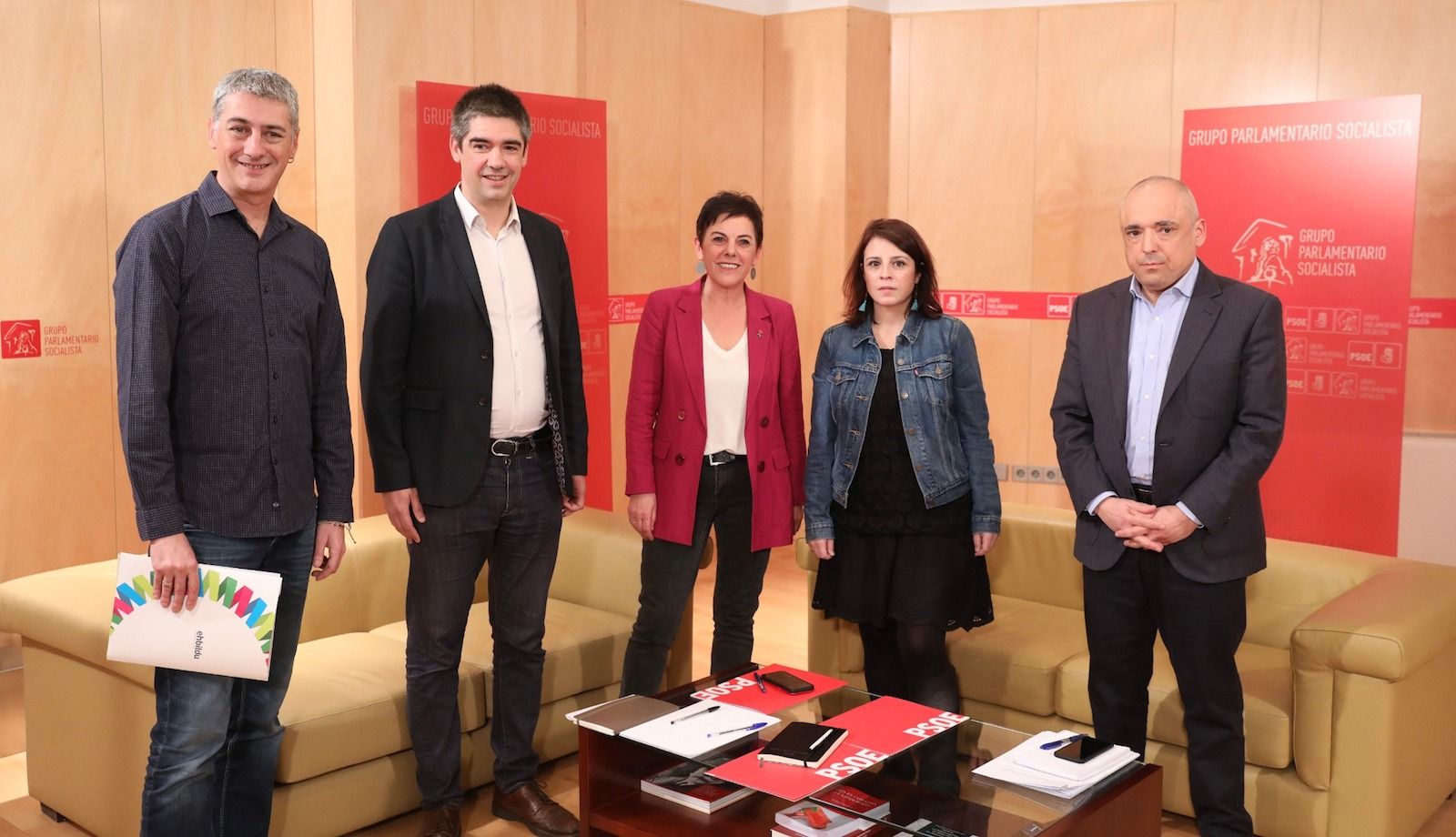 Oskar Matute, Gorka Elejabarrieta, Mertxe Aizpurua, Adriana Lastra eta Rafael Simancas, gaur, Kongresuan.