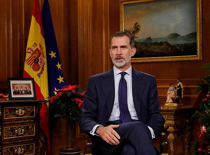 Felipe VI.a Espainiako erregea, Gabon gaueko diskurtsoan. BALLESTEROS / EFE