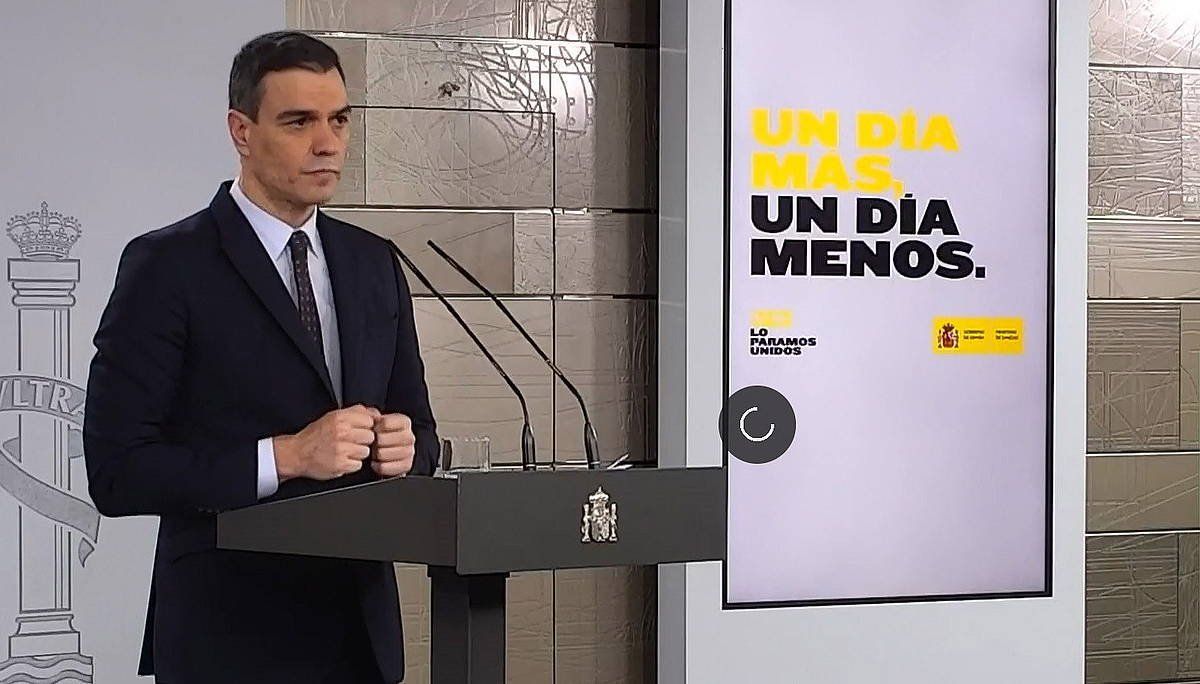 Pedro Sanchez, gaurko agerraldian, Moncloan. EFE