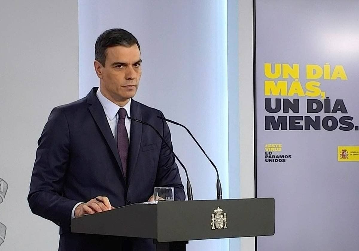 Pedro Sanchez, gaurko agerraldian. EFE