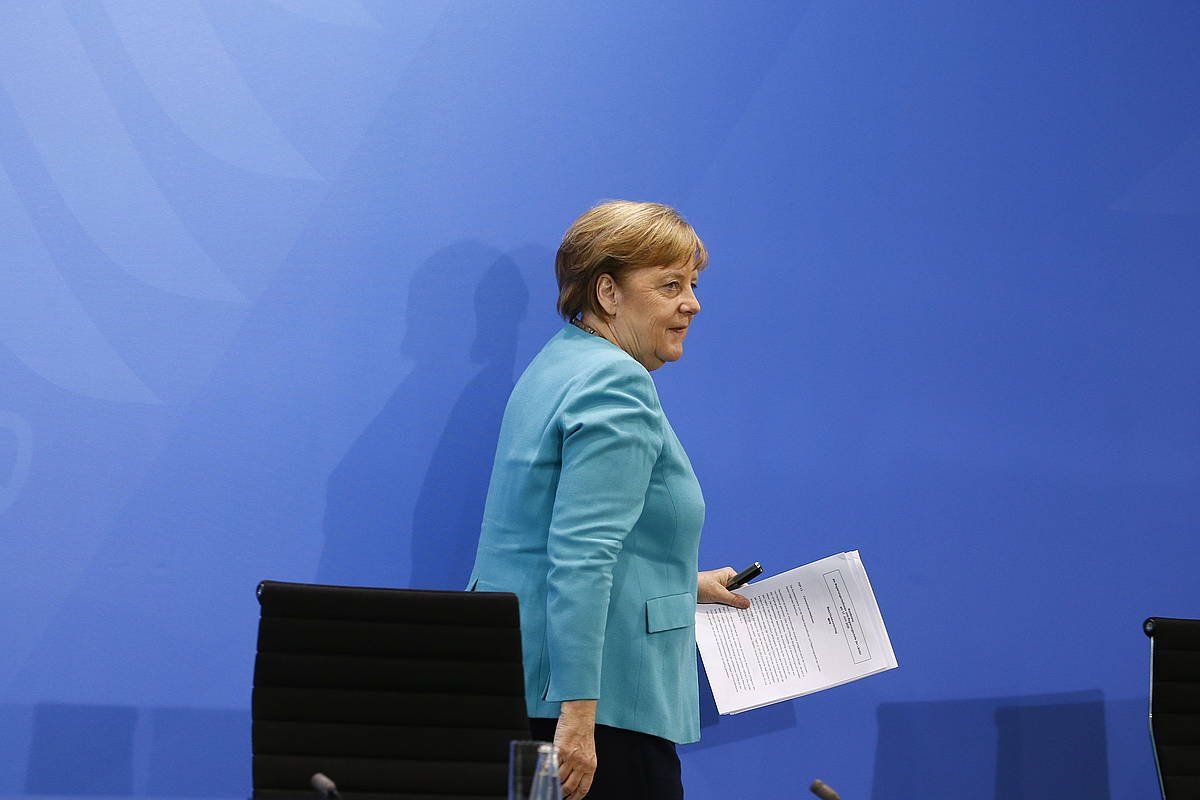 Angela Merkel, gaur eman duen agerraldian. MICHELE TANTUSSI / EFE