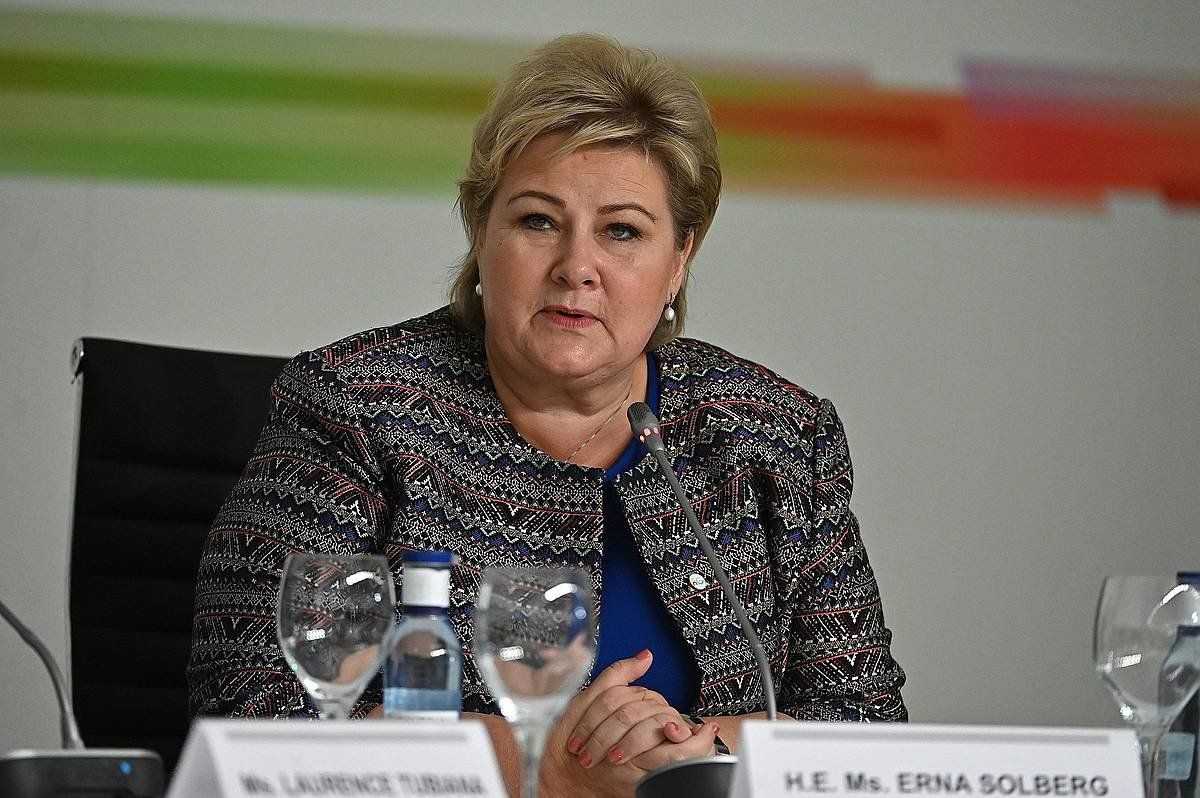 Erna Solberg Norvegiako lehen ministroa. FERNANDO VILLAR/ EFE